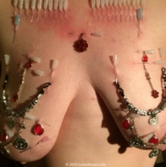 Nadeln SM BDSM auf der Brust